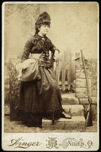 Load image into Gallery viewer, 1800s Cabinet Card Outdoors Woman with Shotgun &amp; Knife? Possibly a Pedestrienne
