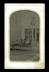 Rare Antique Street / Storefront Tintype Men in Front of "FAIRBANKS" Building