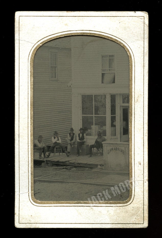Rare Antique Street / Storefront Tintype Men in Front of 