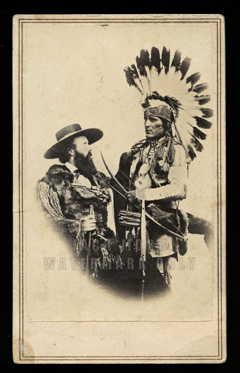 Western History Photo Edwin Perrin & Pueblo Indian w Guns New Mexico 1860s