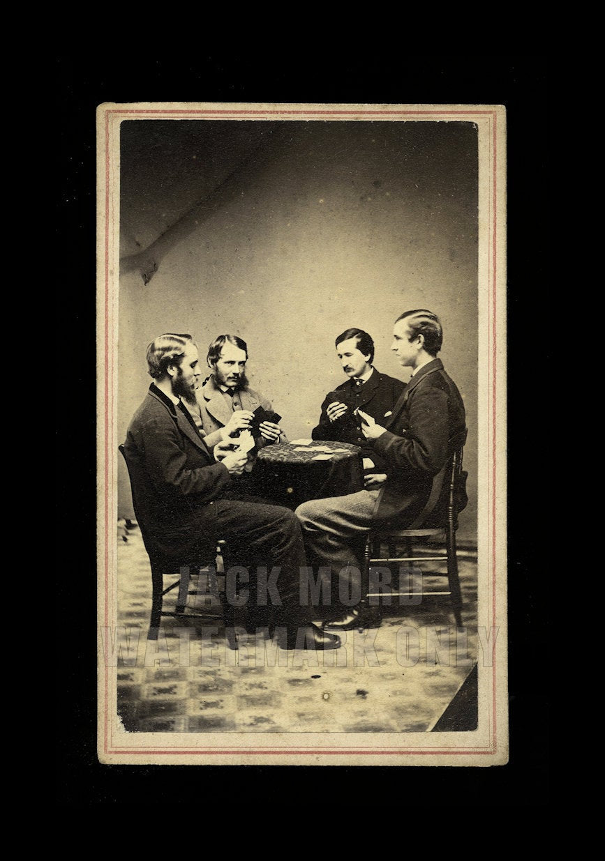 1860s Poker Player Men One Looking Slyly at Camera / Civil War Era CDV Photo