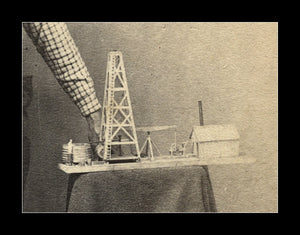 RARE 1860s CDV Photo ~ Oil Man with Miniature Mechanical? Oil Derrick Model