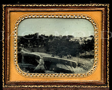 Load image into Gallery viewer, Double Daguerreotype Photos Outdoor Bridge Town Logs on River, Architect RARE
