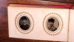 Miniature Photo Album 38 Gem Tintypes Albumen Queen Victoria Civil War Soldiers