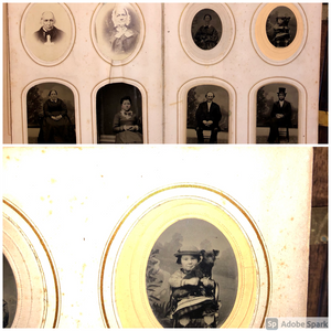 1860s Antique Photo Album Silver Lake Indiana CDV & Tintype Civil War Tax Stamps