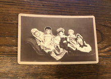 Load image into Gallery viewer, Creepy or Cute? Dead Dolls on Settee - Unusual Antique Photo, 1880s California
