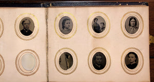 Miniature 1860s Leather Album & Some Tiny Tintypes