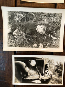 Lot of Vintage Car Accident Photos - Two dead men 1939 Sad & Macabre!