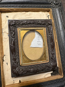 Two Thermoplastic Wall Frames for Half Plate Daguerreotypes Tintypes 1850s Antique