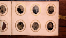 Load image into Gallery viewer, Miniature 1860s Leather Album &amp; Some Tiny Tintypes

