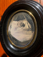 Victorian Post Mortem Daguerreotype Photo Set In Wall Frames Rare Lot Antique
