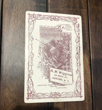 Load image into Gallery viewer, Banner Lady Cabinet Card - Decorated Dress &amp; Holding Lumber Sign
