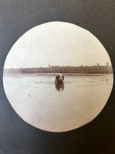 Load image into Gallery viewer, 2 Antique Photos Cute Saint Bernard Dog Swimming Approaches Camera Round, Kodak?
