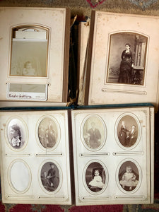 2 Large Victorian Era Velvet Albums with 97 Photos / Antique 1800s