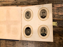 Load image into Gallery viewer, Miniature 1860s Photo Album with 60 Original Tintypes
