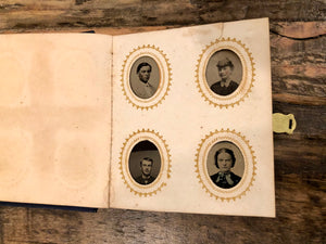 Miniature 1860s Photo Album with 60 Original Tintypes