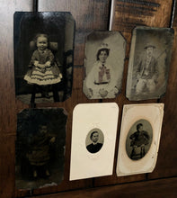 Load image into Gallery viewer, Lot of 6 Antique Tintype Photos - Cute Kids, Woman, Man
