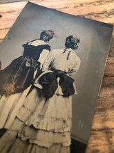 Load image into Gallery viewer, Unusual Tintype Women Facing Away Backs to Camera, 1870s Rare Creepy Photo
