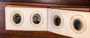 Miniature Photo Album 38 Gem Tintypes Albumen Queen Victoria Civil War Soldiers