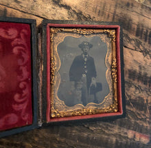 Load image into Gallery viewer, Very Young Civil War Soldier Tintype Photo Cavalry Gloves Gold Painted Buttons
