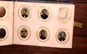 Miniature 1860s Leather Album & Some Tiny Tintypes