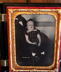 1/4 Post Mortem Ambrotype Boy in Hidden Father's Lap