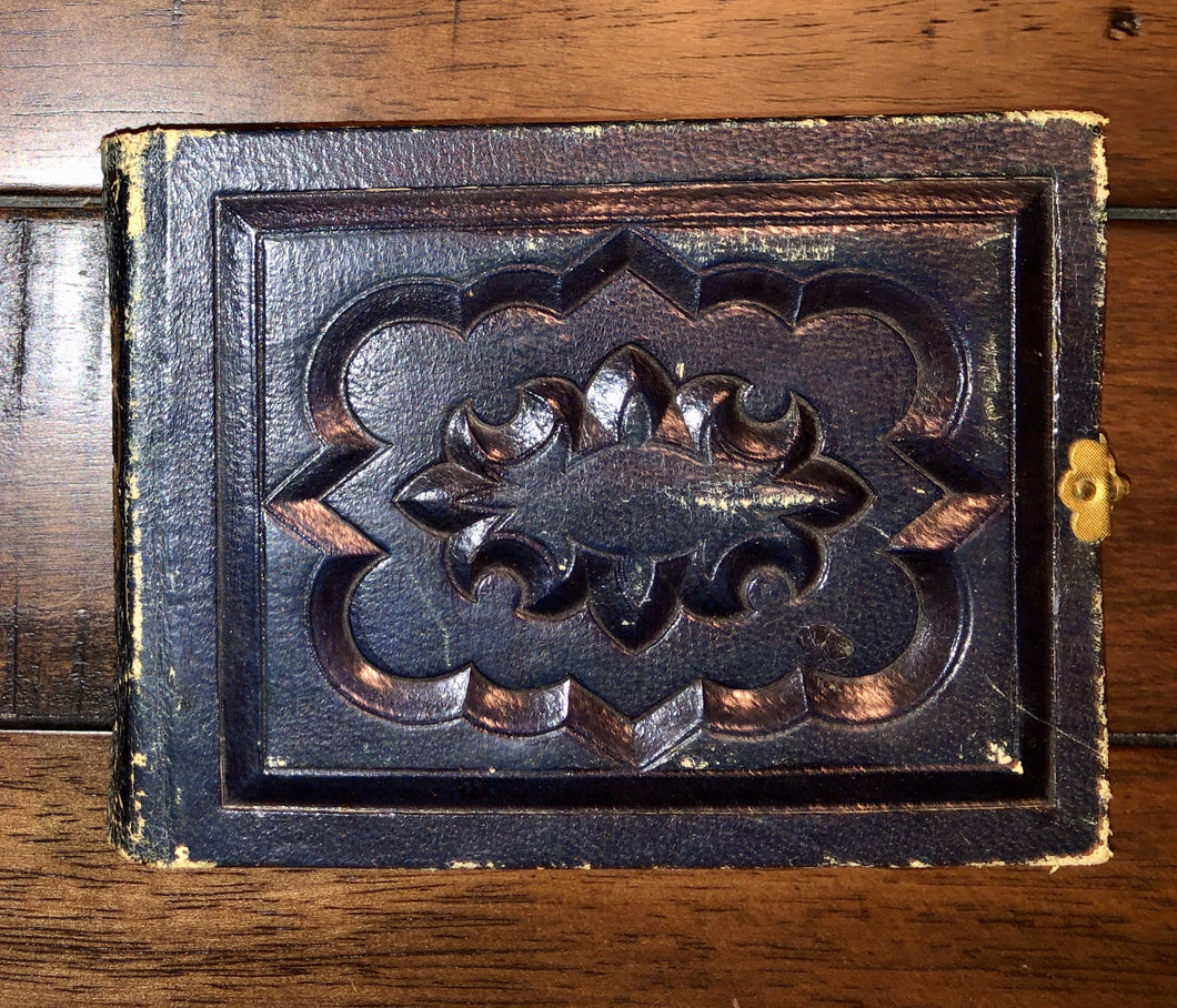 Miniature 1860s Leather Album & Some Tiny Tintypes