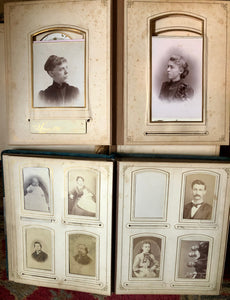 2 Large Victorian Era Velvet Albums with 97 Photos / Antique 1800s