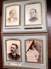 Load image into Gallery viewer, Large Leather Photo Album 52 Cabinet Cards incl Illinois Mayor Wedding Invitation
