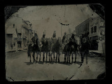 Load image into Gallery viewer, Rare Native Americans on Horseback Center of Town 1860s 1870s Tintype
