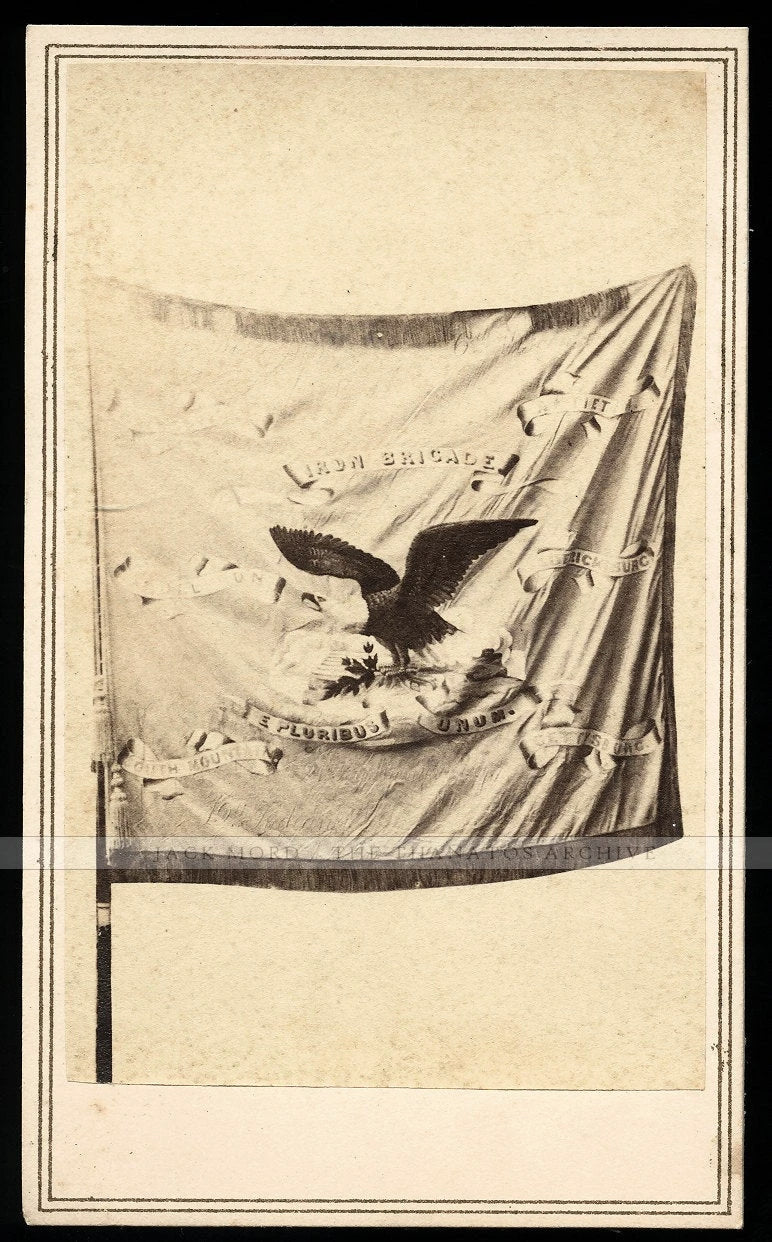 Very Very Rare 1860s CDV - Battle Flag of the IRON BRIGADE by Alexander Gardner