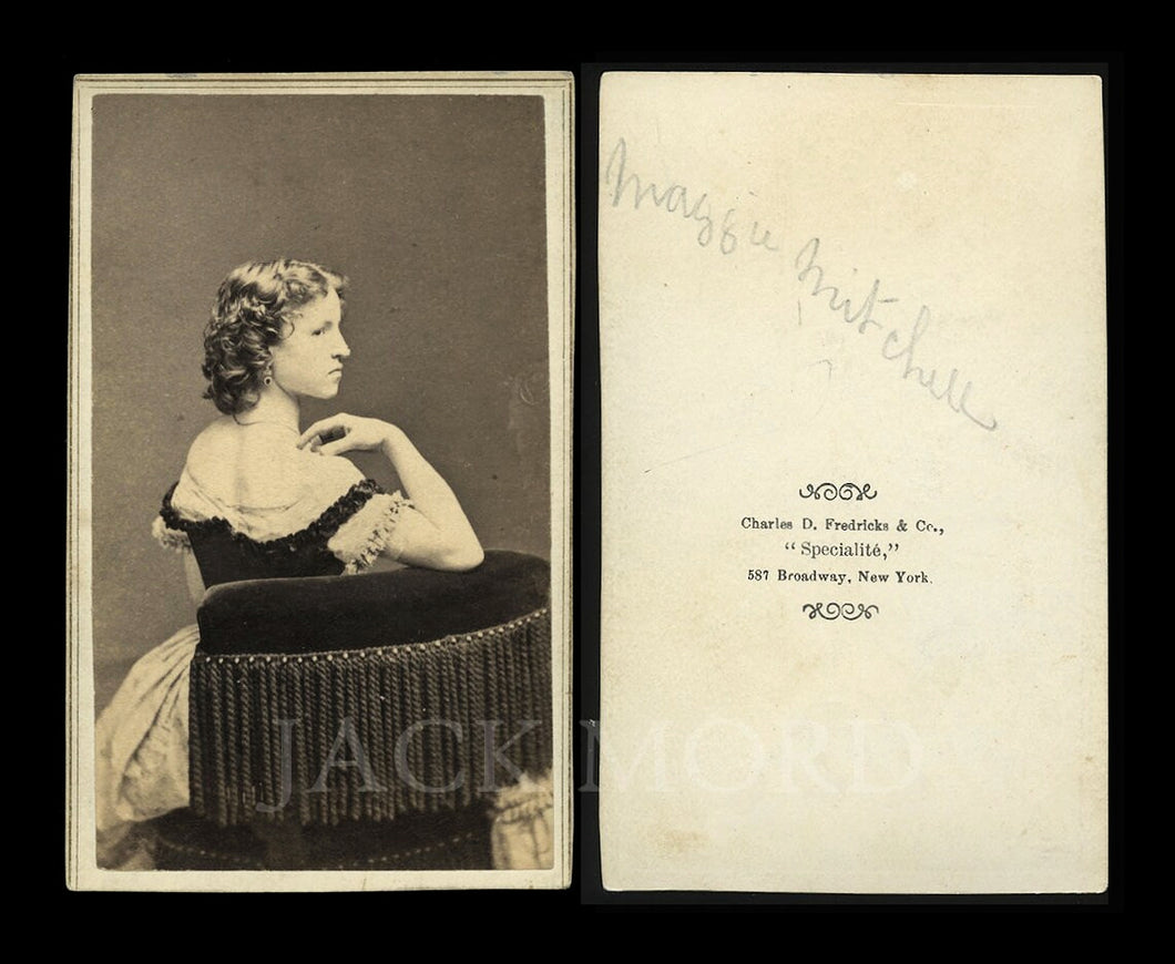 1860s CDV Photo Actress Maggie Mitchell ~ John Wilkes Booth Int ~ Rare Pose