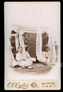 Little Girl on 5th Birthday Reflection in Mirror South Dakota 1890s Photo
