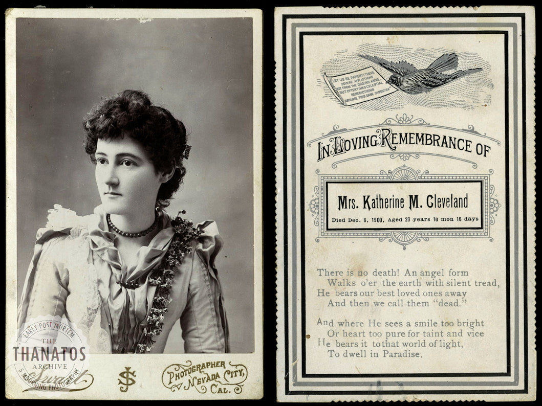 Nevada City Girl Katherine Mooney Died Young Cabinet Card + Memorial 1890s Photo