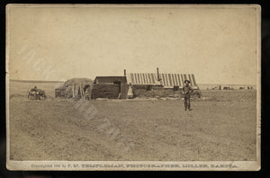 Sod Shanty On the Claim 1885 Cabinet Card of Dakota Homesteaders by Templeman