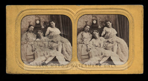 Very Rare Erotic Tissue Stereoview - Nude French Women! Antique 3D Photo