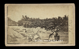 1860s CDV Workers at Palm Oil Mill in India / Rare Occupational Photo, Antique
