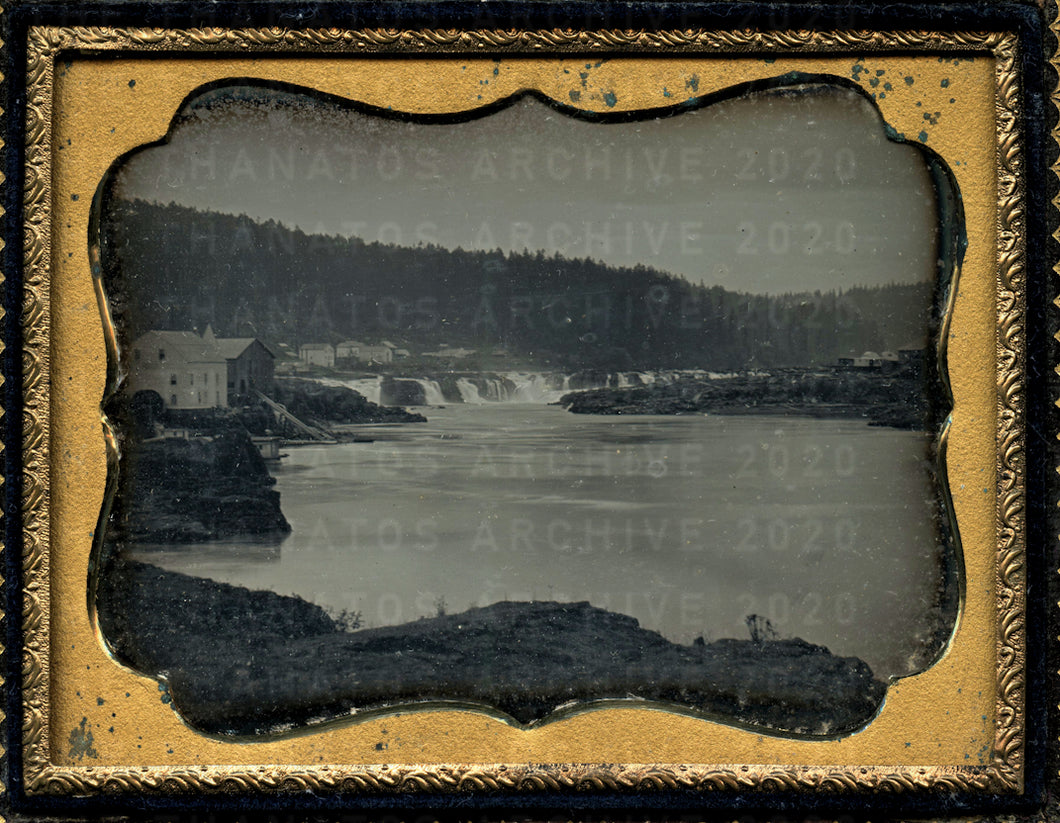 Historic Early 1850s Daguerreotype Oregon City / Willamette Falls