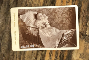 Photo of Post Mortem Baby in Carriage, Wellington, Ohio, 1800s Cabinet Card