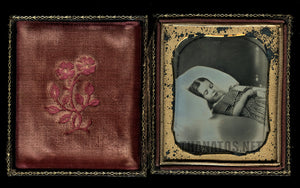 1/6 Daguerreotype Post mortem of a Little Girl Full Leather Case 1850s Photo