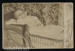 Post Mortem Baby in Crib 1890 Cabinet Card Oshkosh Wisconsin