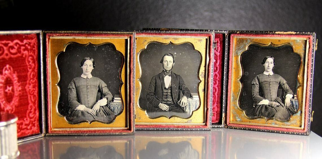 Three 1/6 Daguerreotypes of a Husband and Wife, Philadelphia Photographer