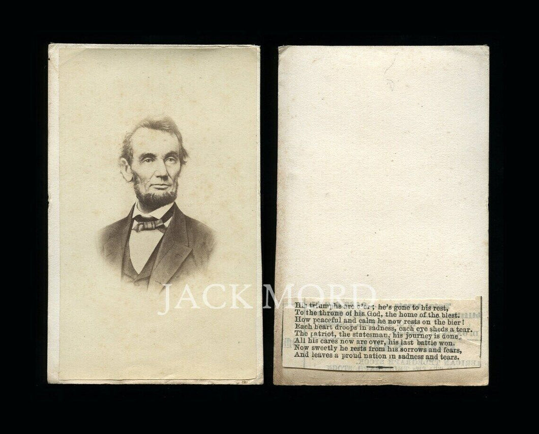 ABRAHAM LINCOLN CDV with Mourning Memorial Obituary 1860s Photo Rare
