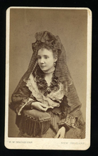 Load image into Gallery viewer, CDV Photo Pretty Woman Wearing Veil Mantilla New Orleans Louisiana Photographer
