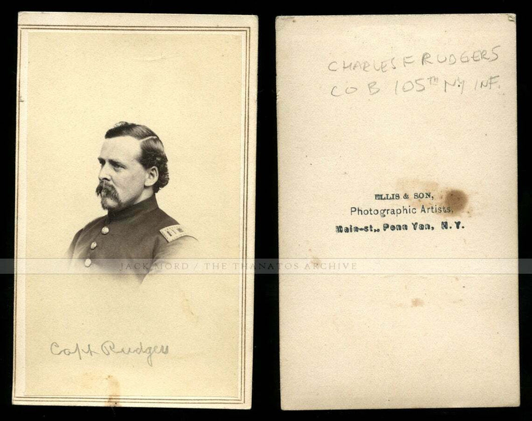 [ Libby Prison POW ] Captain Rudgers 105th NY CDV Photo ID'd Civil War Soldier