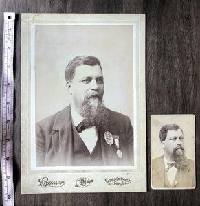 Leavenworth Kansas Sheriff Police Chief - Two Photos BIG 10x7 Cabinet Card & CDV