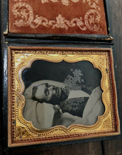 Load image into Gallery viewer, 1850s Post Mortem Ambrotype Photo Man in His Burial Clothes, in Bed
