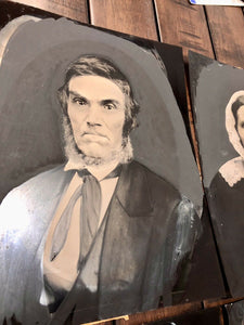 Mourning Group Set of 4 Large 10 x 8 Full Plate+ Painted Tintype Photos