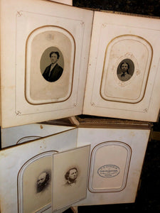 TWO civil war era albums & 74 antique photos tintypes cdvs (SA7) Maine Boston