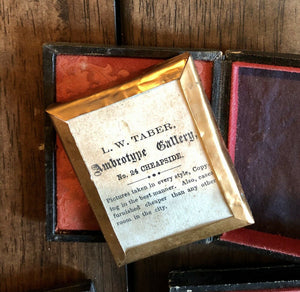 Three 1850s / 1860s Ambrotypes Of Men - One With Photographer Advertising Card